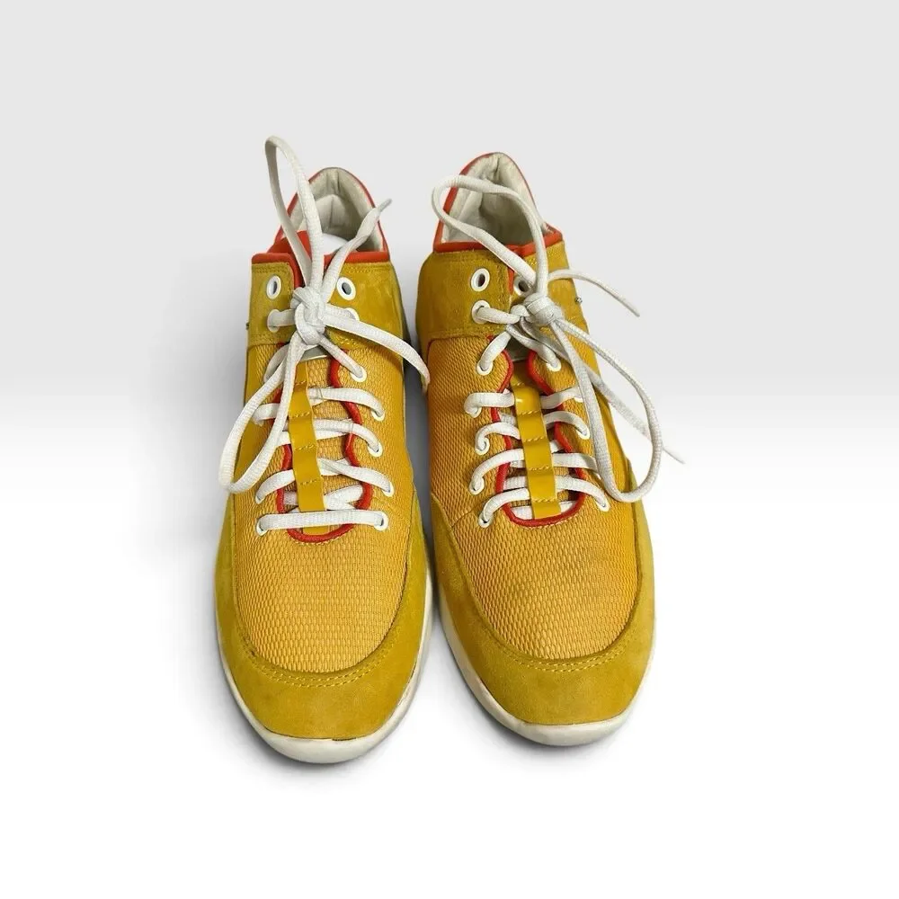 Geox Respira Women’s 10 Yellow Suede Mesh Sneakers Orange Silver EU 40
